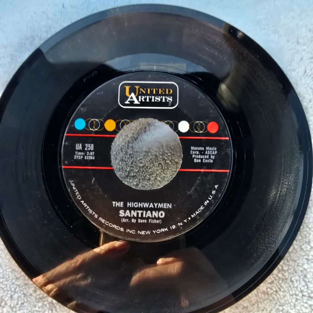 The Highwaymen Michael Santiano 45 RPM Vinyl 7" Single United Artists UA 258‎